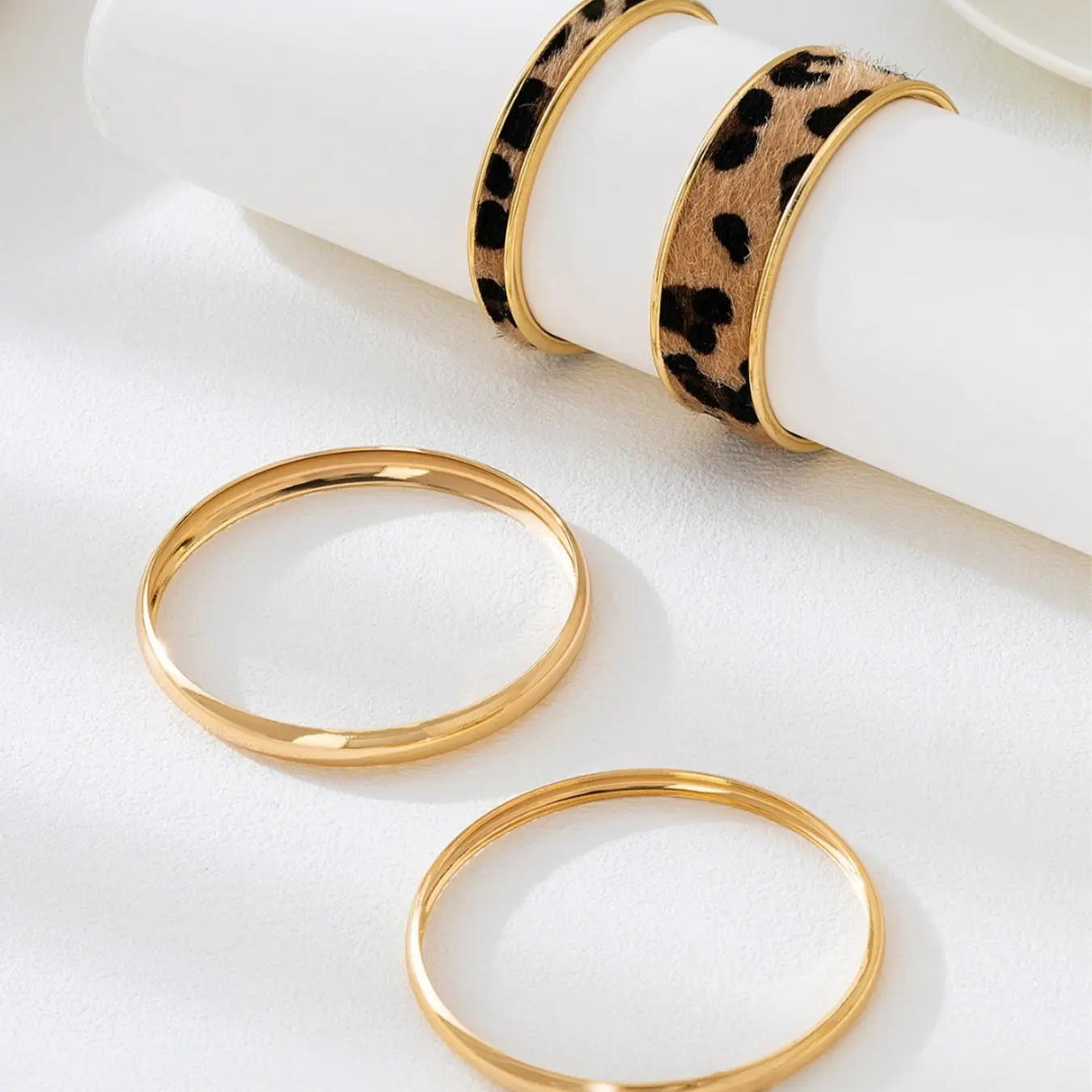 4pc Leopard Print Bracelet Set