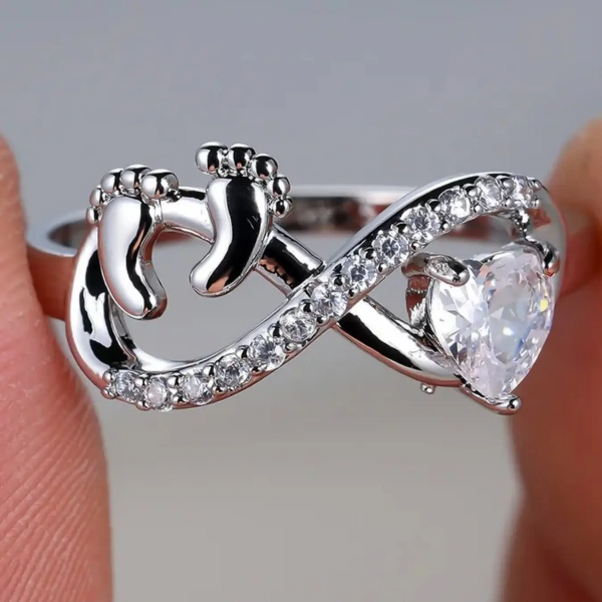 Infinity Baby Footprint Ring