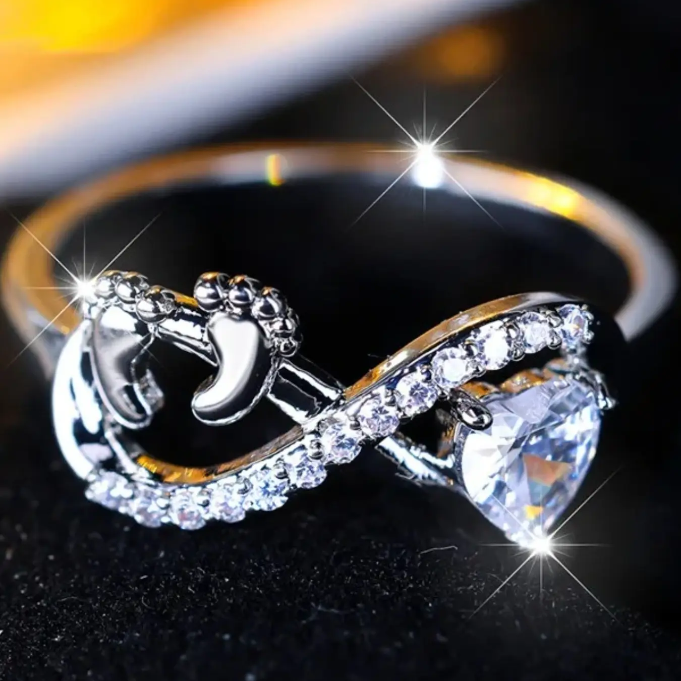 Infinity Baby Footprint Ring