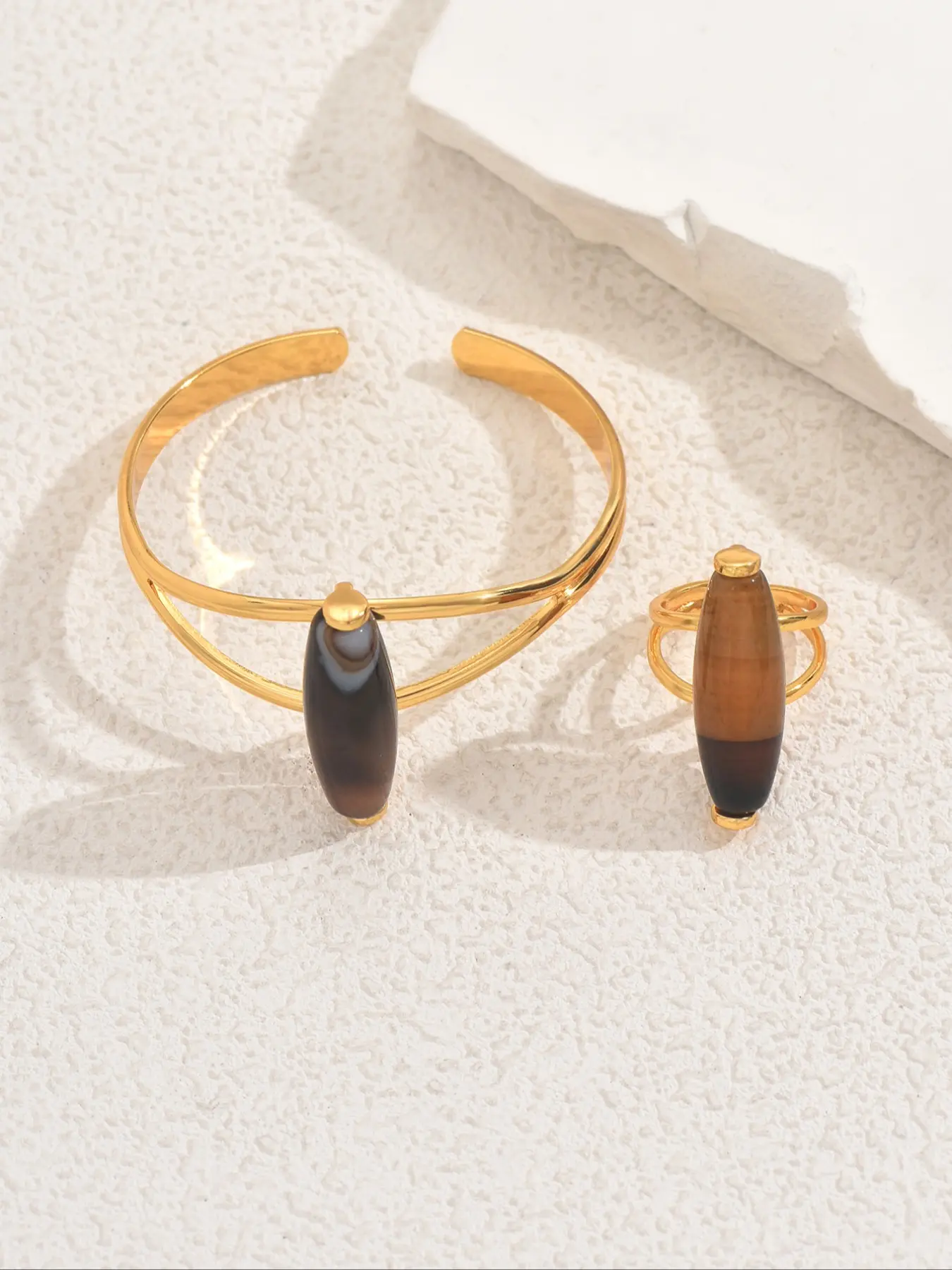 Vintage Boho Ring and Cuff Bangle Set