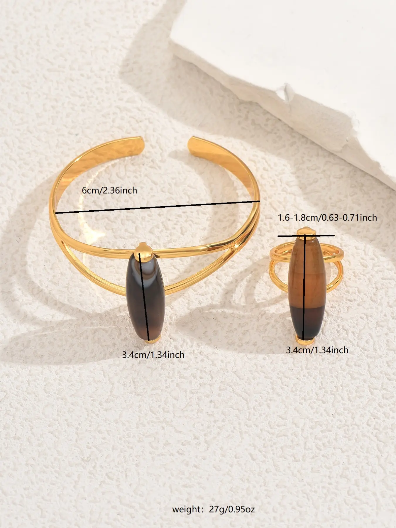 Vintage Boho Ring and Cuff Bangle Set