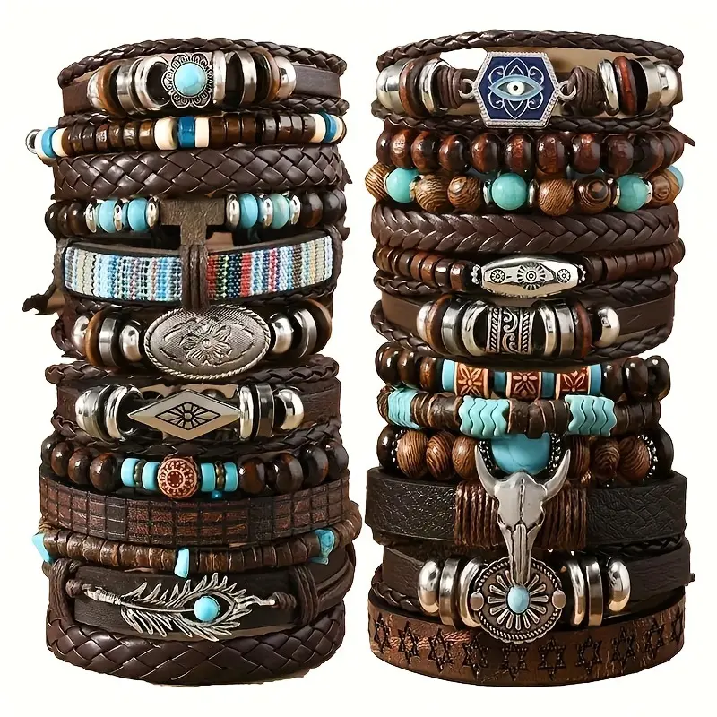 24pc Retro Turquoise Bracelet Set