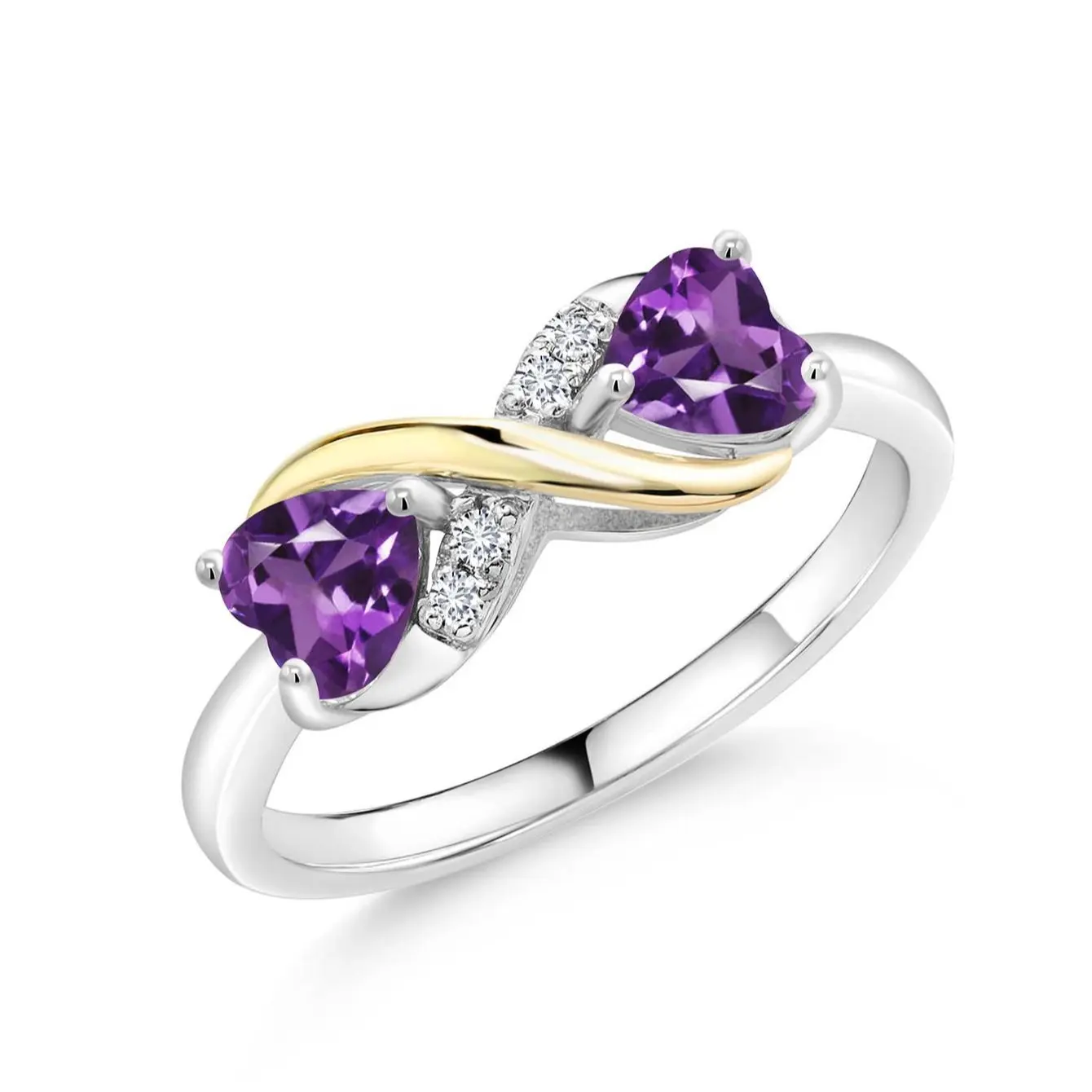 Purple Double Hearts Ring
