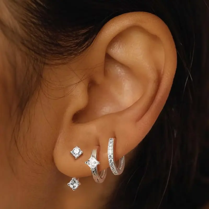 3 Pair Vertical Helix Earrings Set