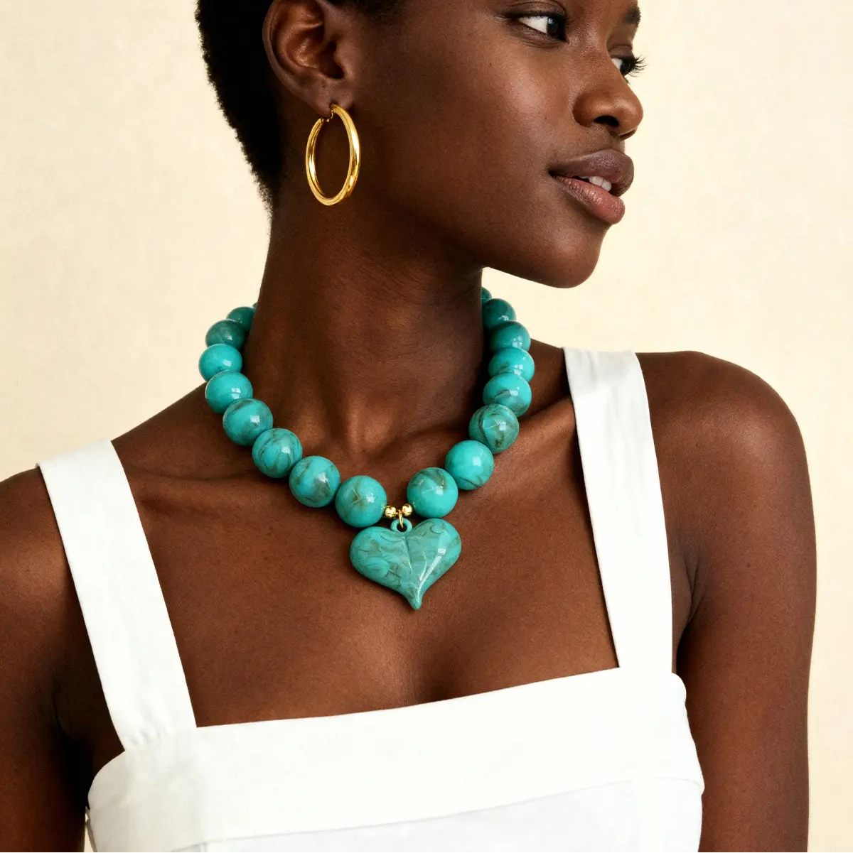 Chunky Turquoise Heart Necklace