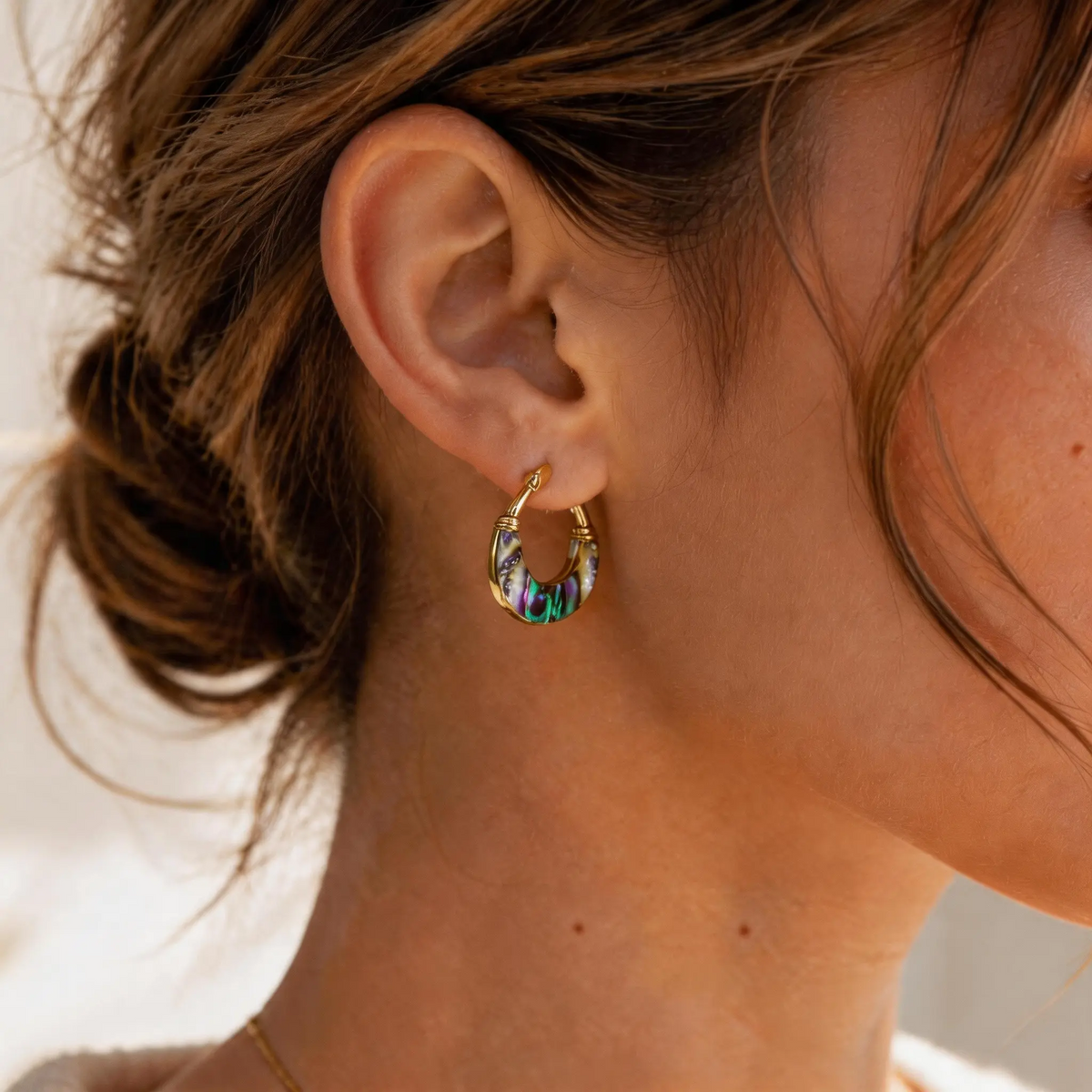 Abalone Shell Huggie Earrings