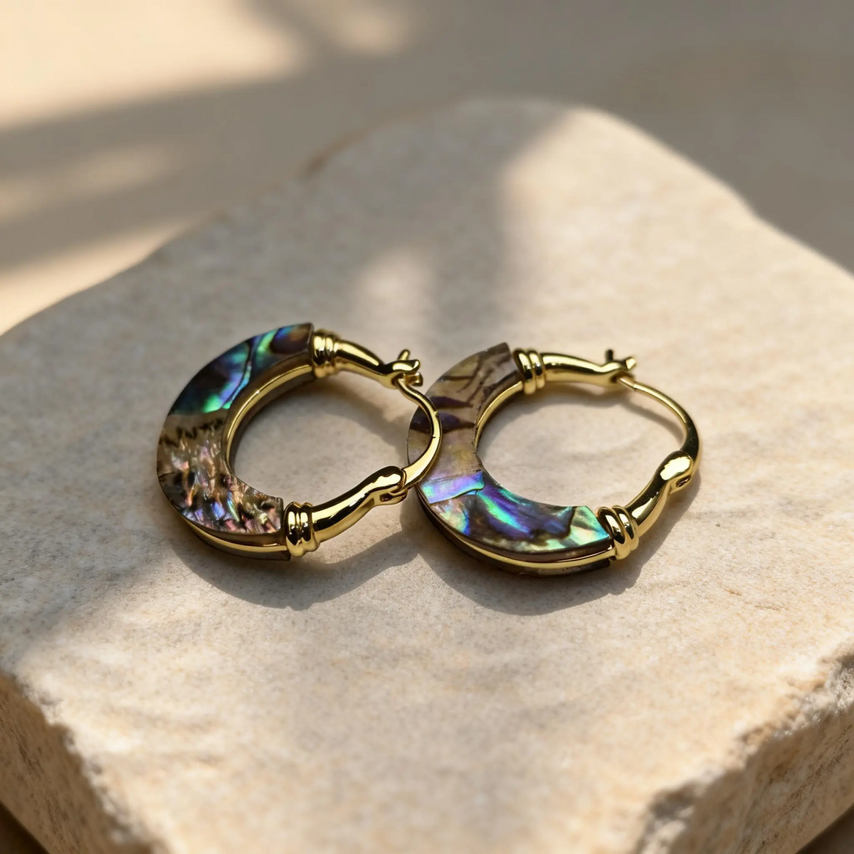 Abalone Shell Huggie Earrings