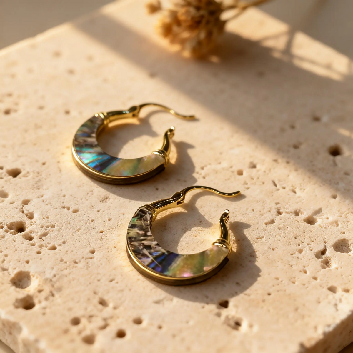 Abalone Shell Huggie Earrings