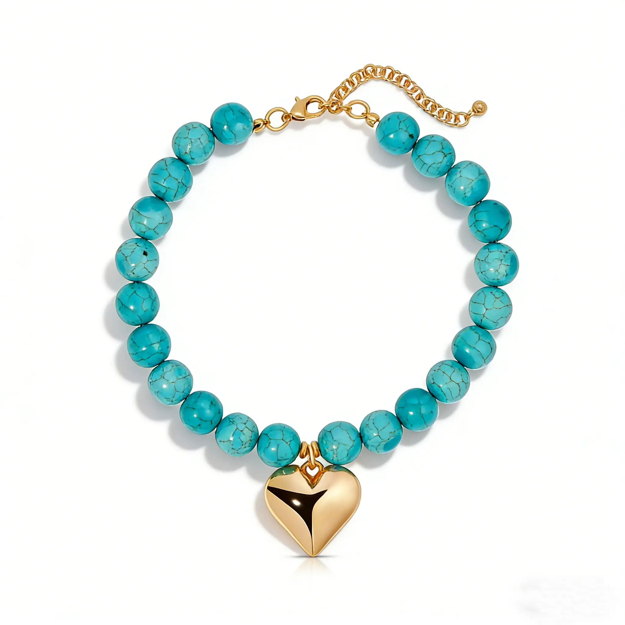 Turquoise Golden Heart Necklace