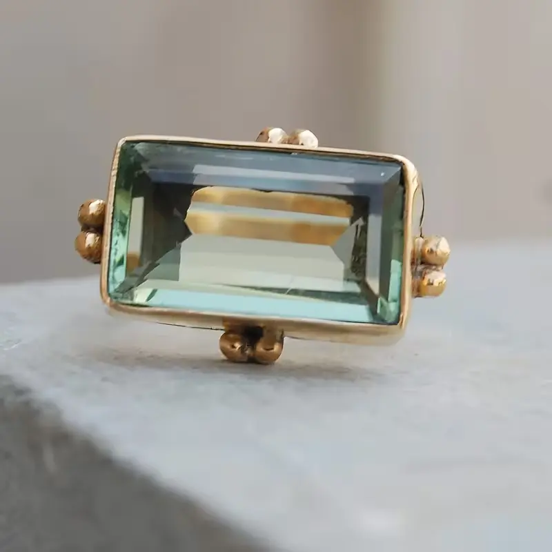 Hammered Emerald Cut Ring