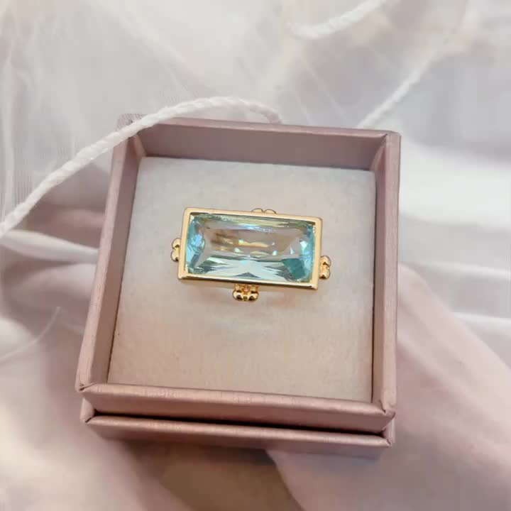 Hammered Emerald Cut Ring