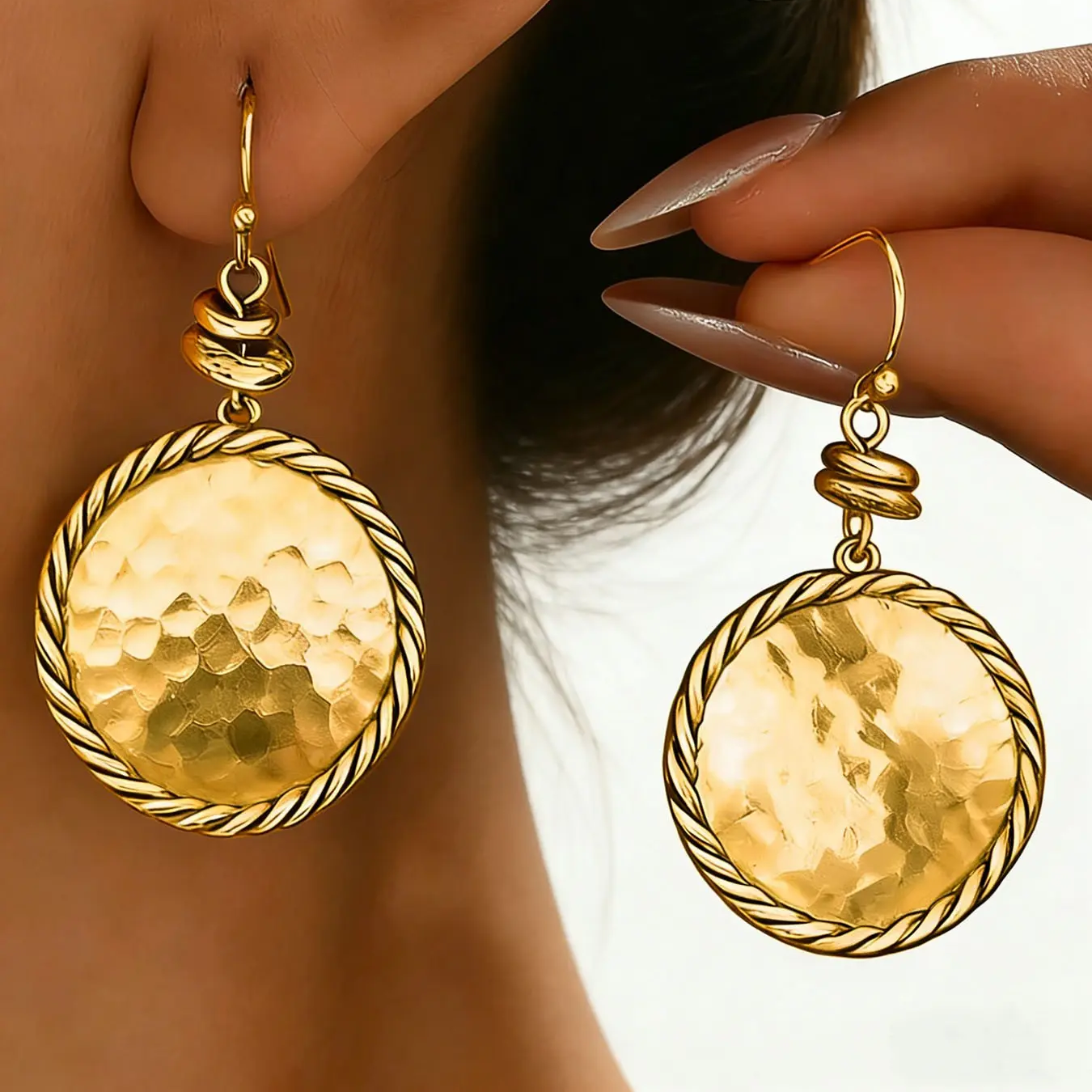 Vintage Hammered Disc Earrings