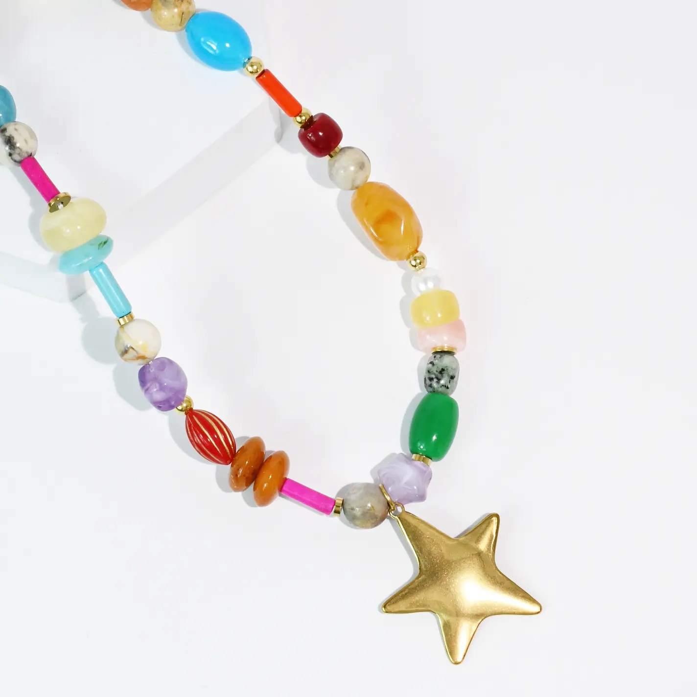 Golden Star Beaded Necklace