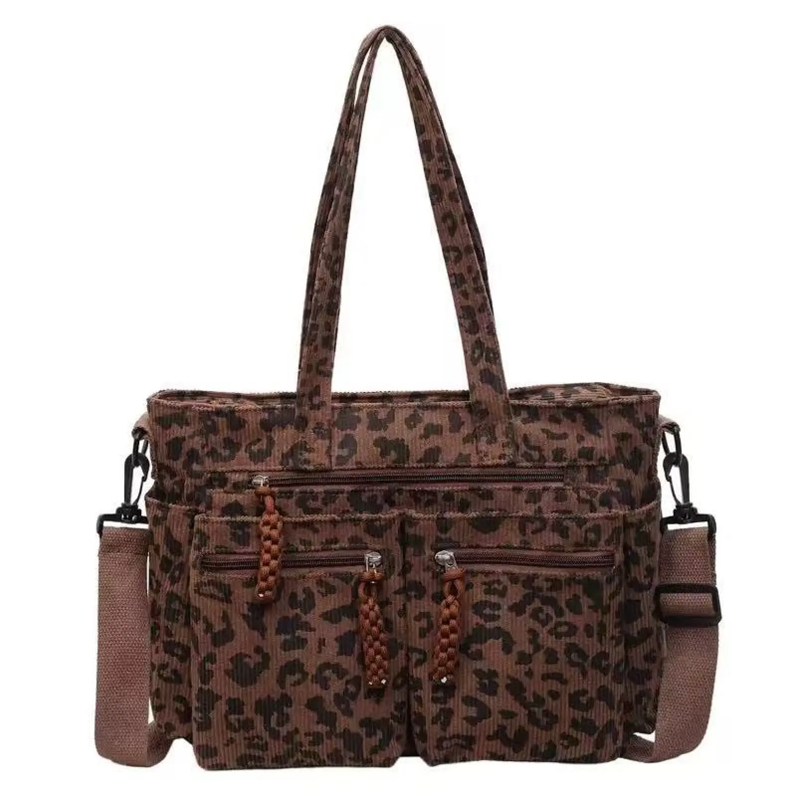 Leopard Print Corduroy Tote Bag