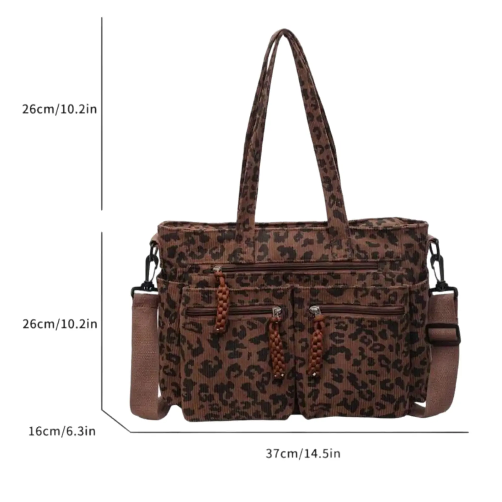 Leopard Print Corduroy Tote Bag