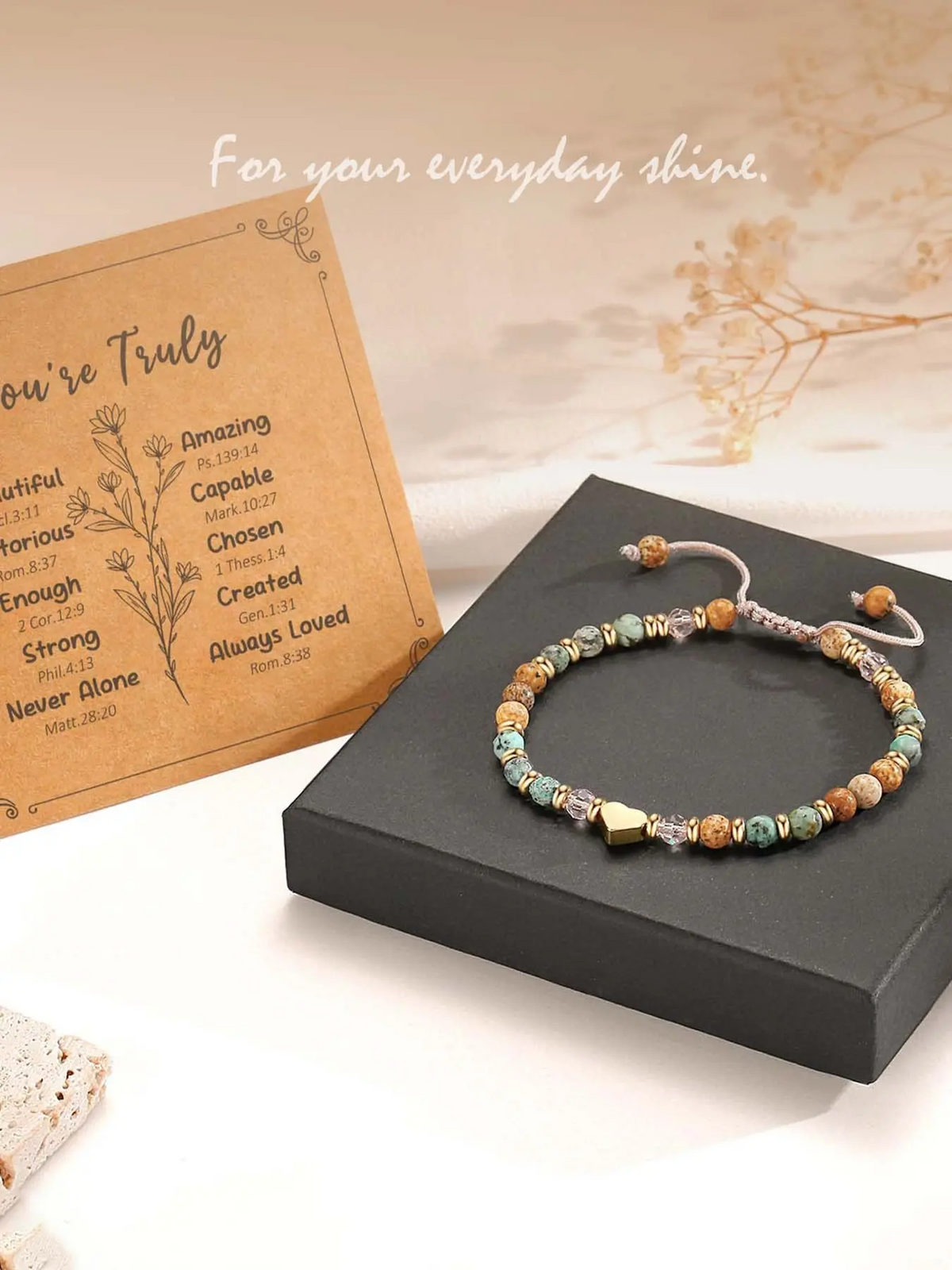 Natural Stone Heart Bracelet
