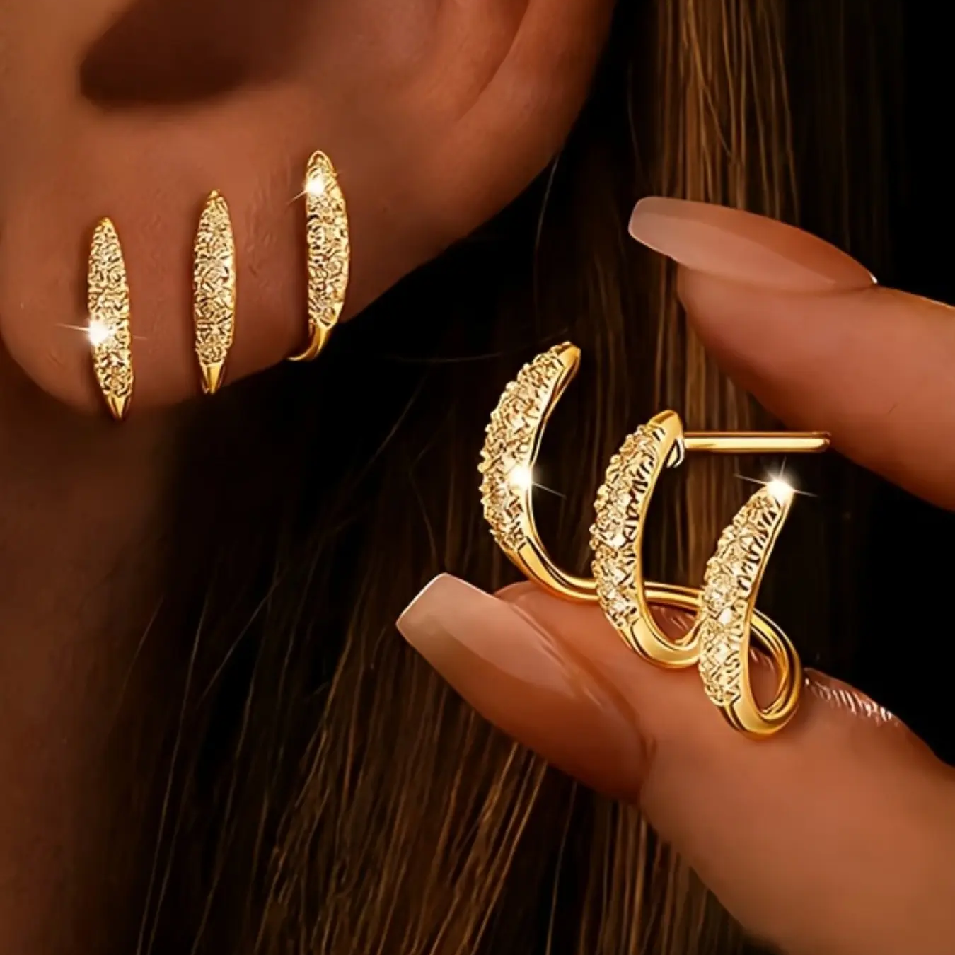 Three Pronged Arc Earrings