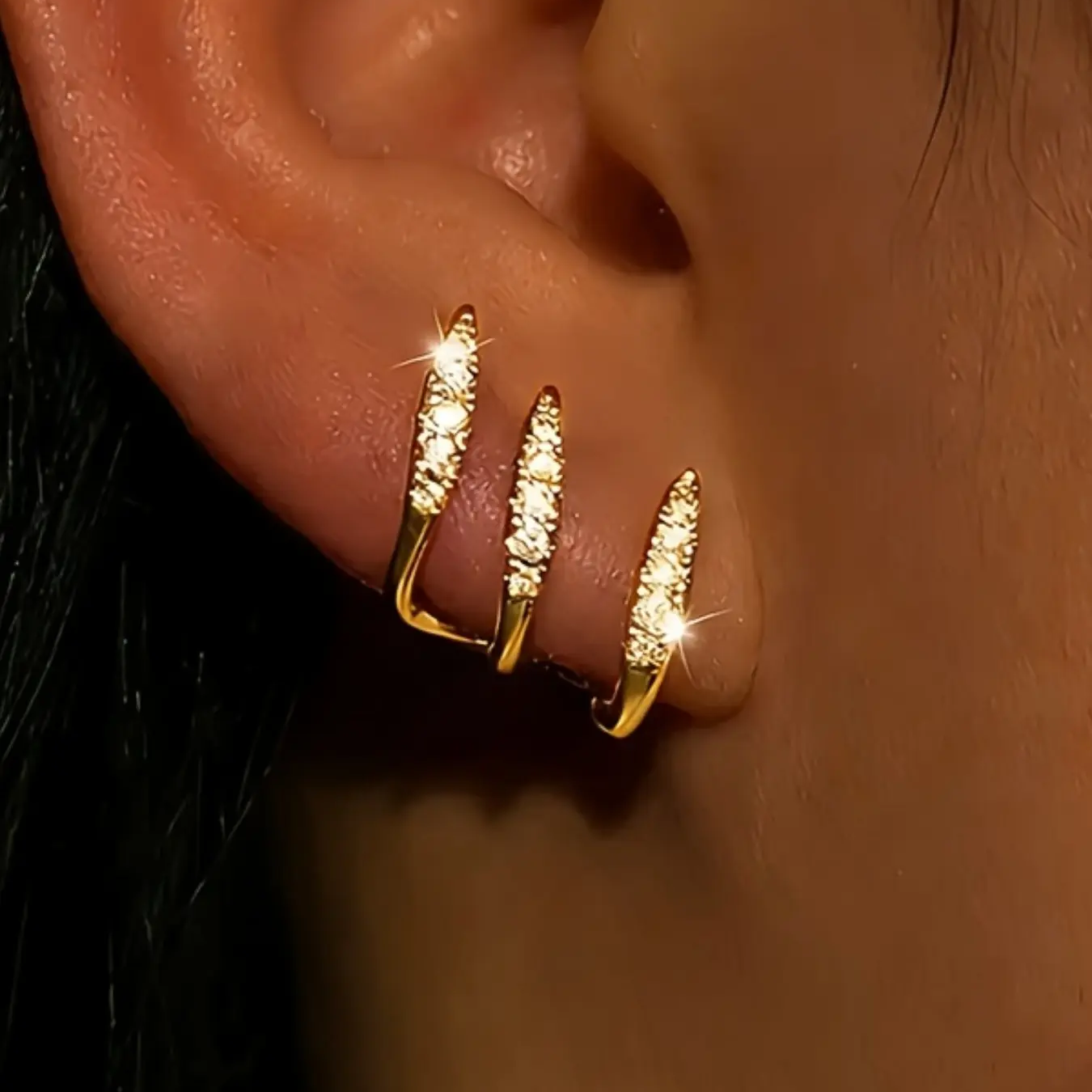 Three Pronged Arc Earrings