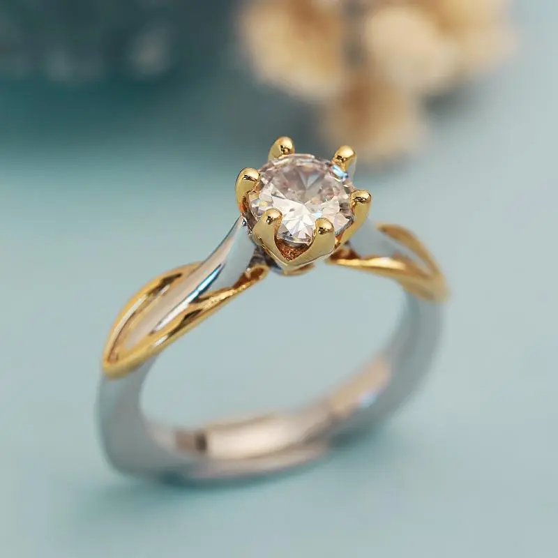 Two Tone Solitaire Ring