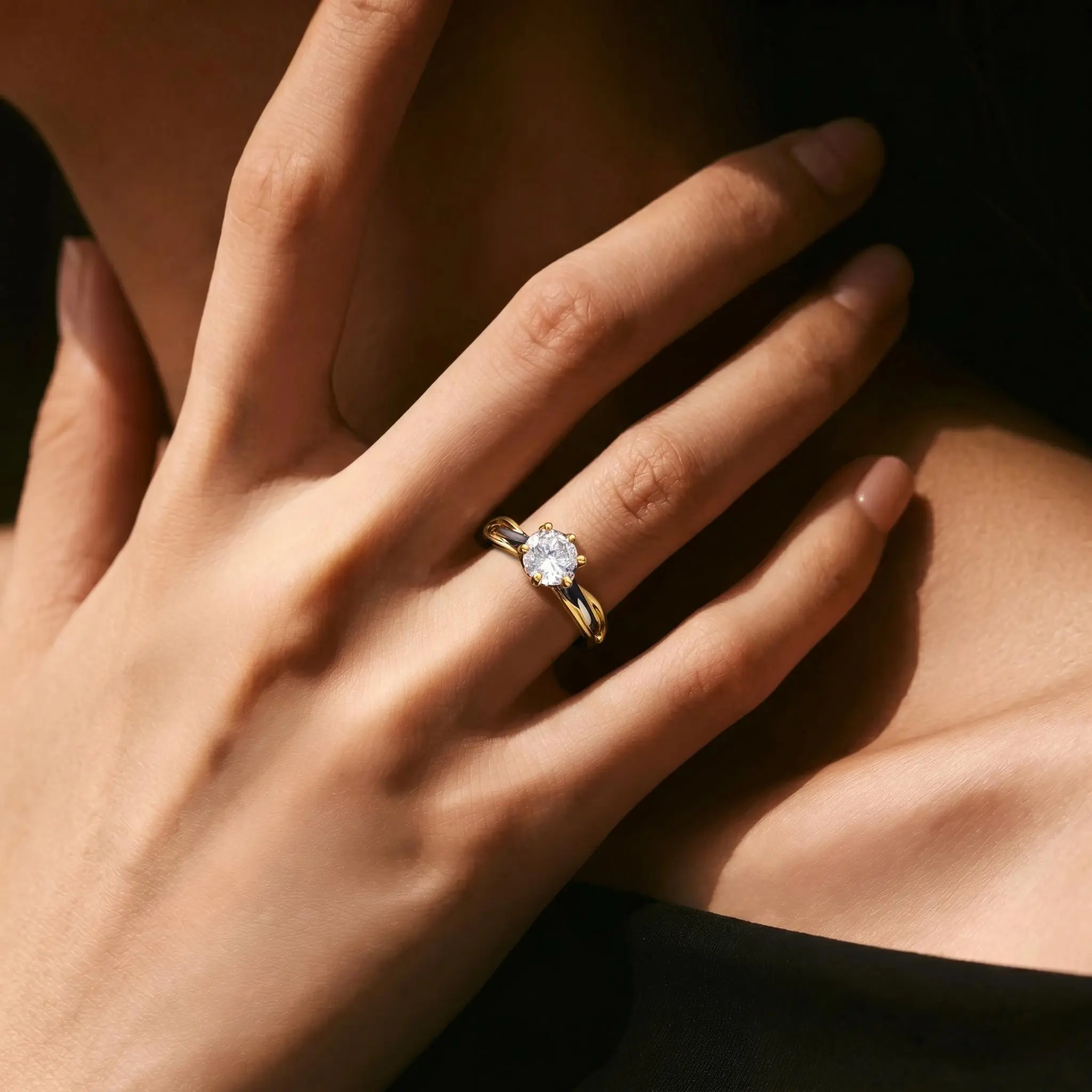 Two Tone Solitaire Ring