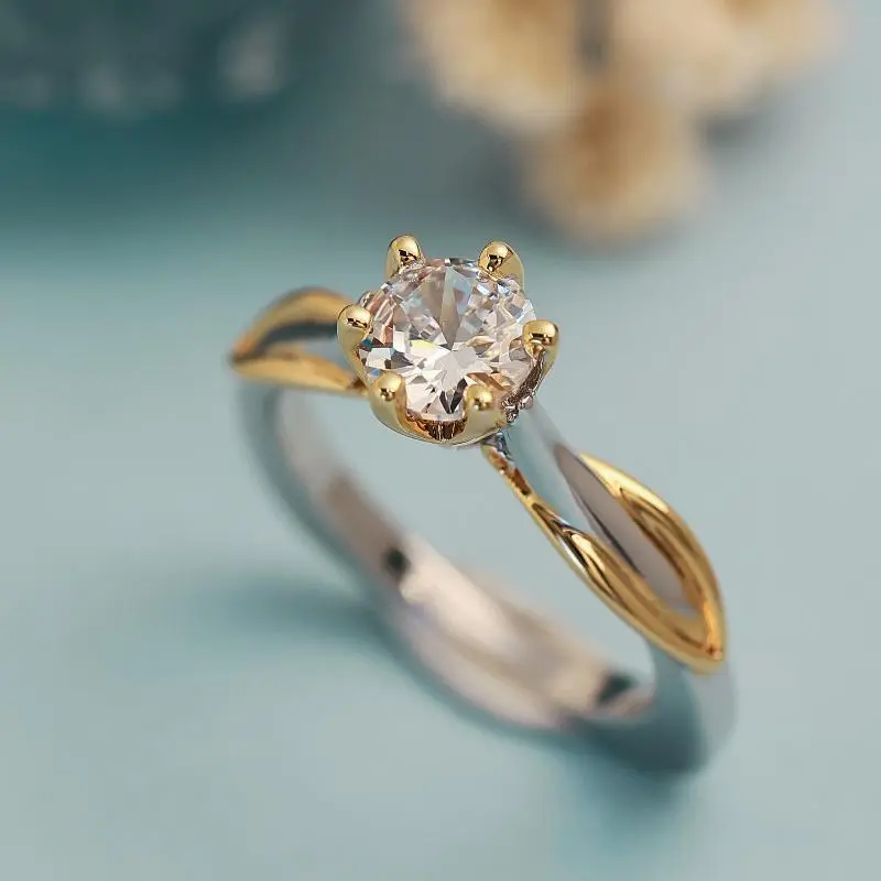 Two Tone Solitaire Ring