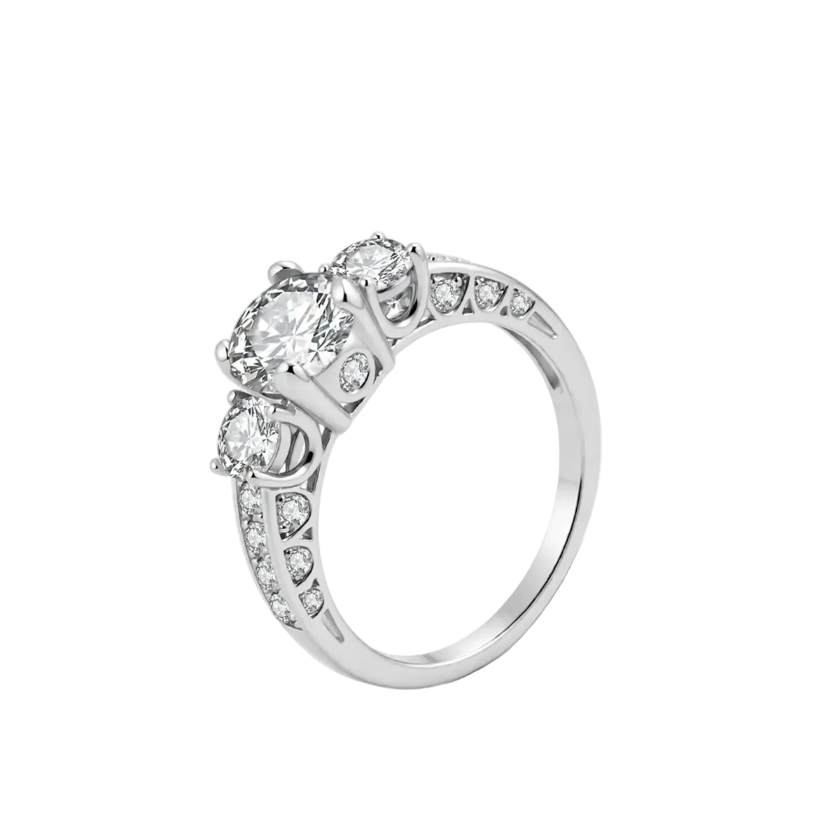 Elevated Three Stone Ring