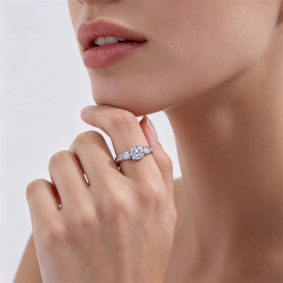 Elevated Three Stone Ring