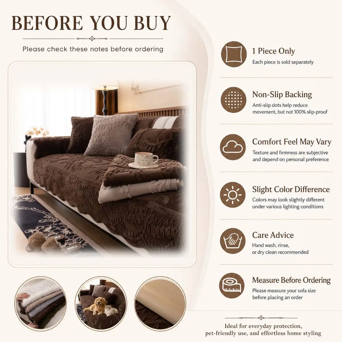 Embossed Plush Sofa Cover