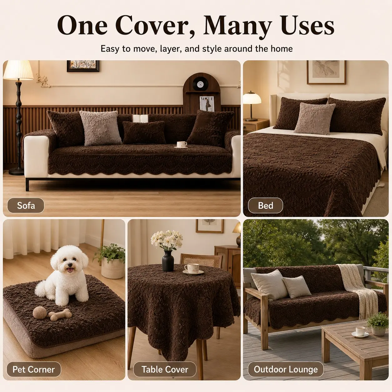 Embossed Plush Sofa Cover