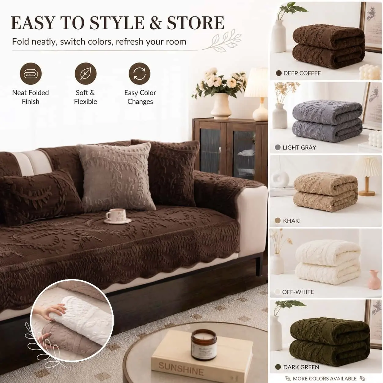 Embossed Plush Sofa Cover