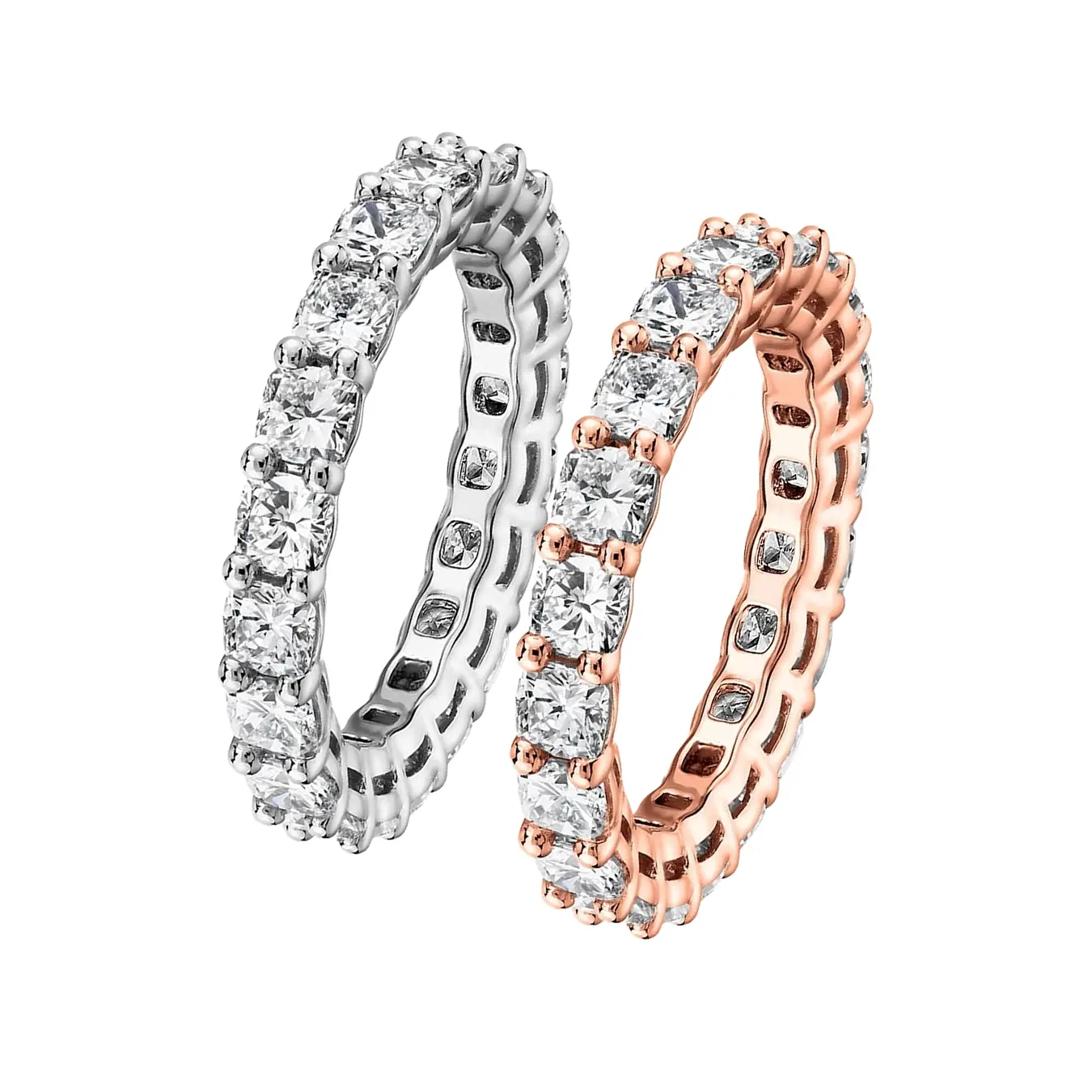 2pc Paved Eternity Ring Set