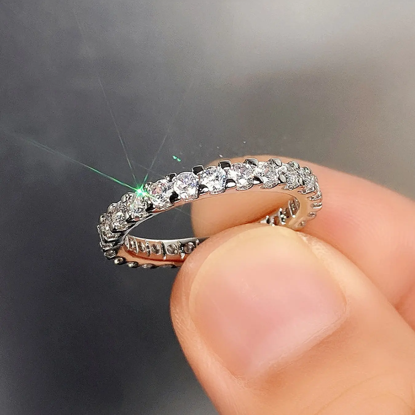 2pc Paved Eternity Ring Set