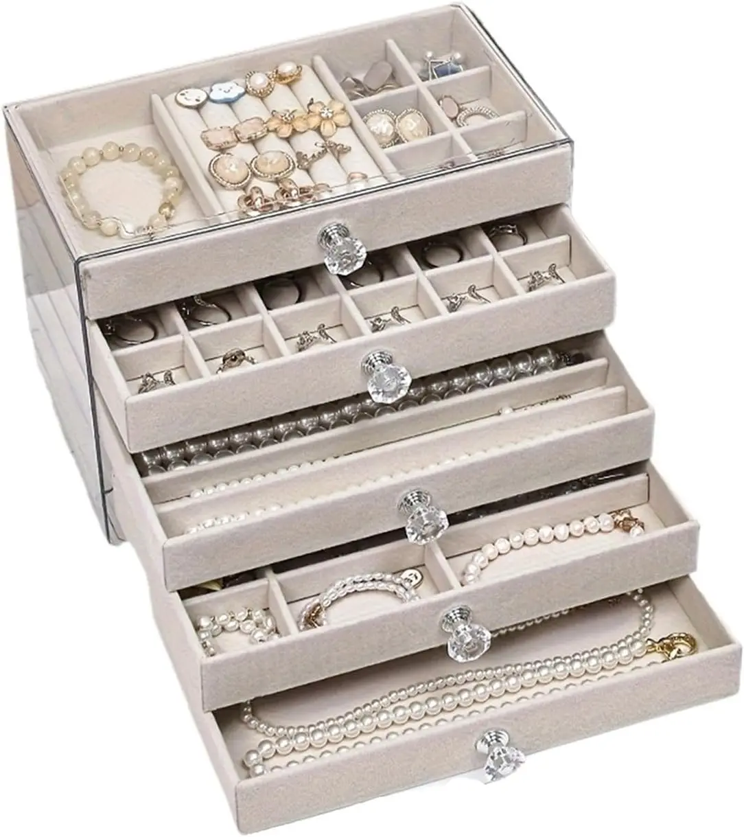 5 Layer Velvet Jewelry Box