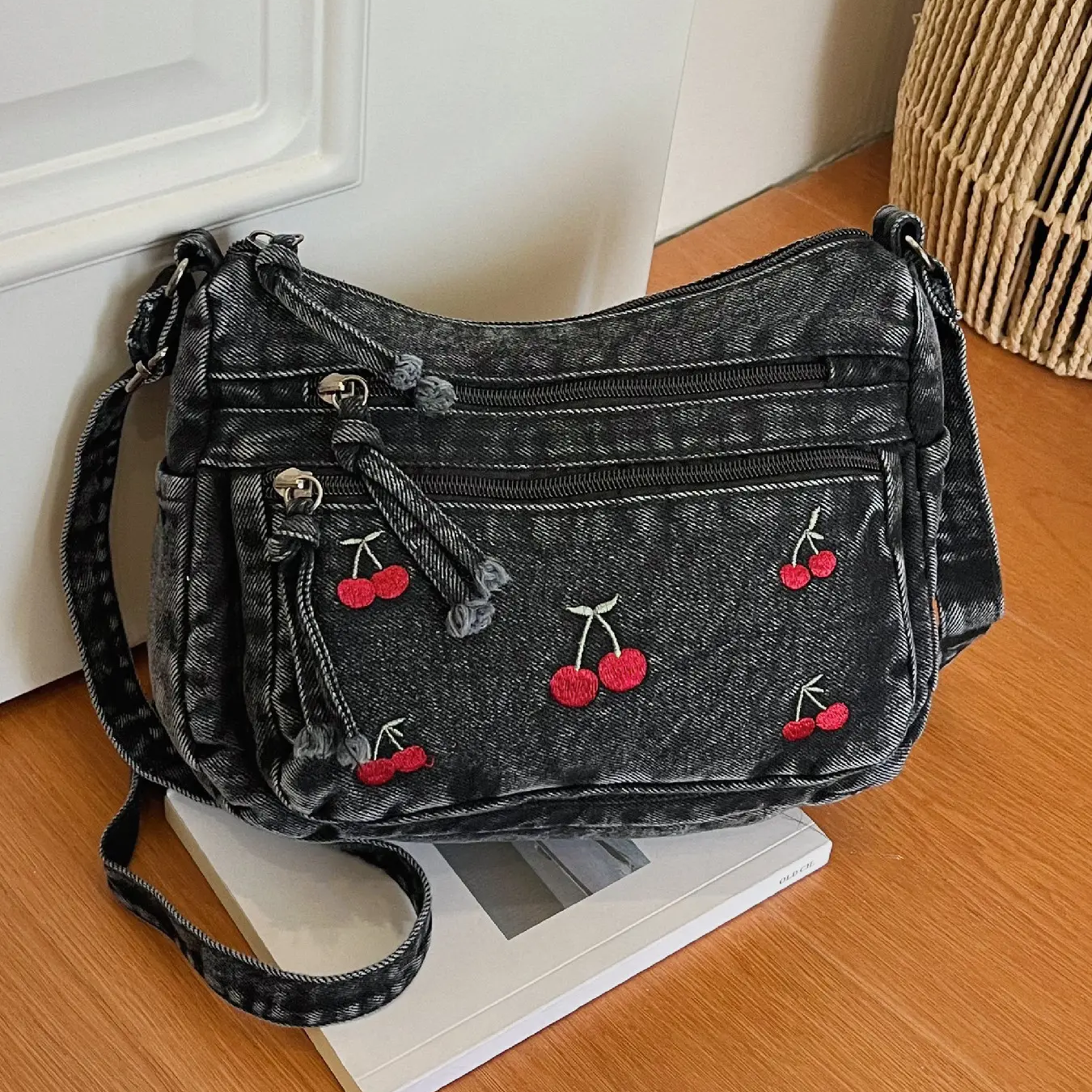 Cherry Denim Bag