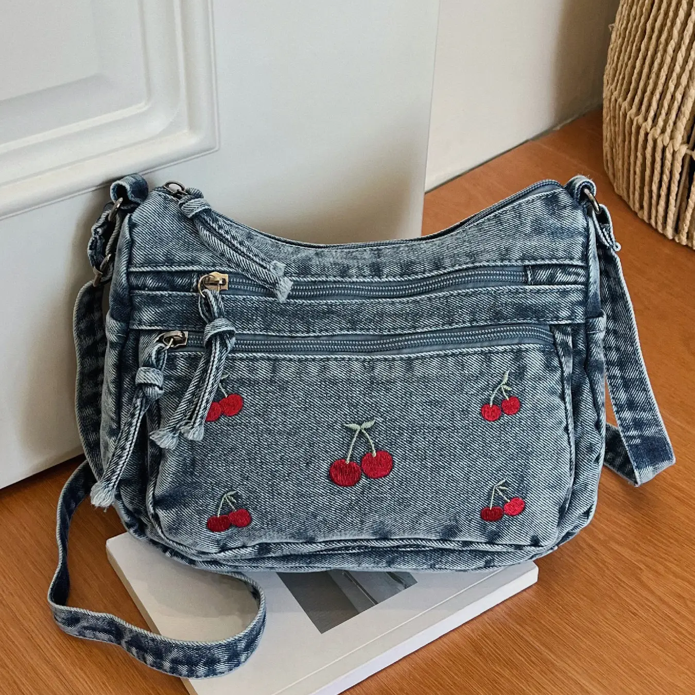 Cherry Denim Bag