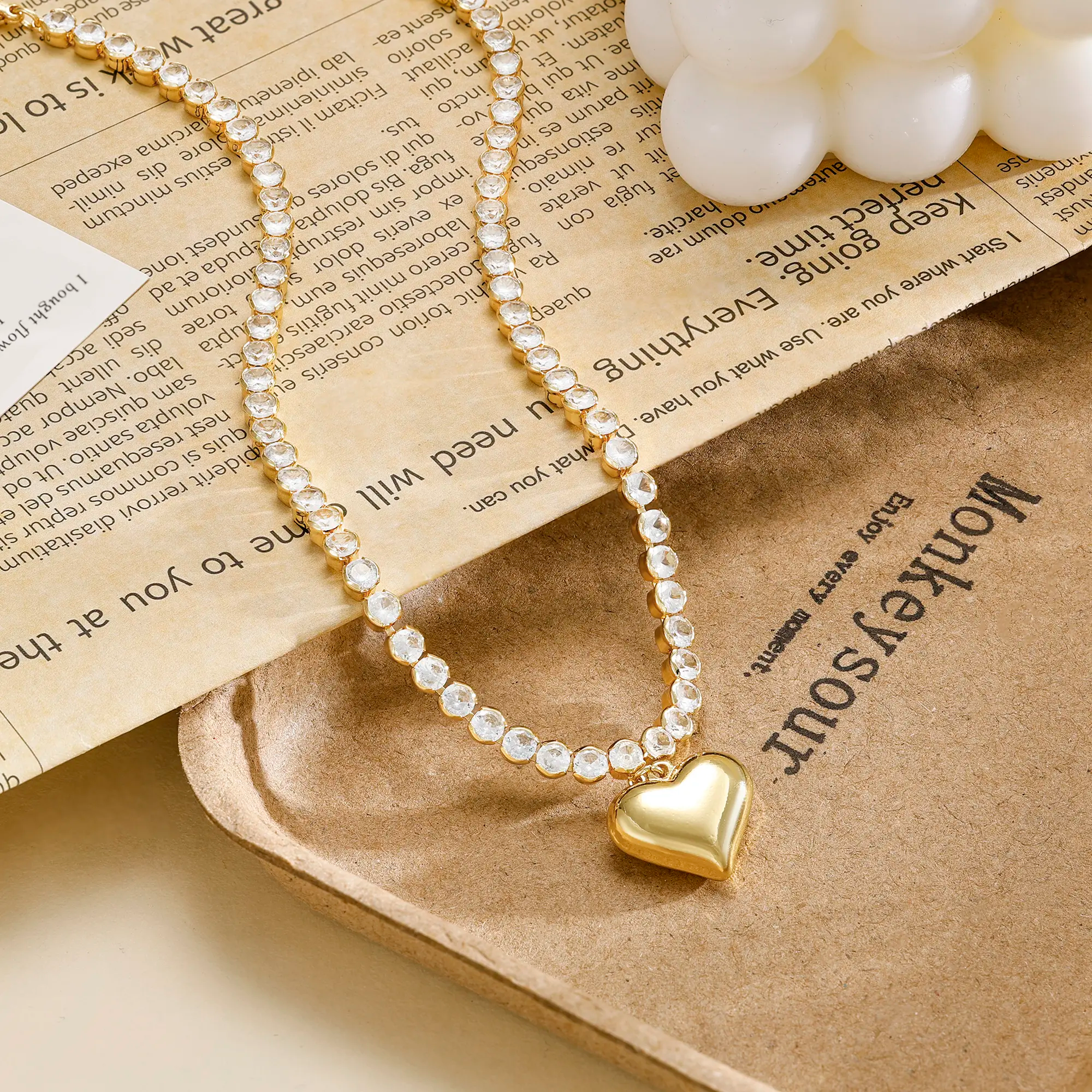 Chubby Heart Diamond Chain Necklace