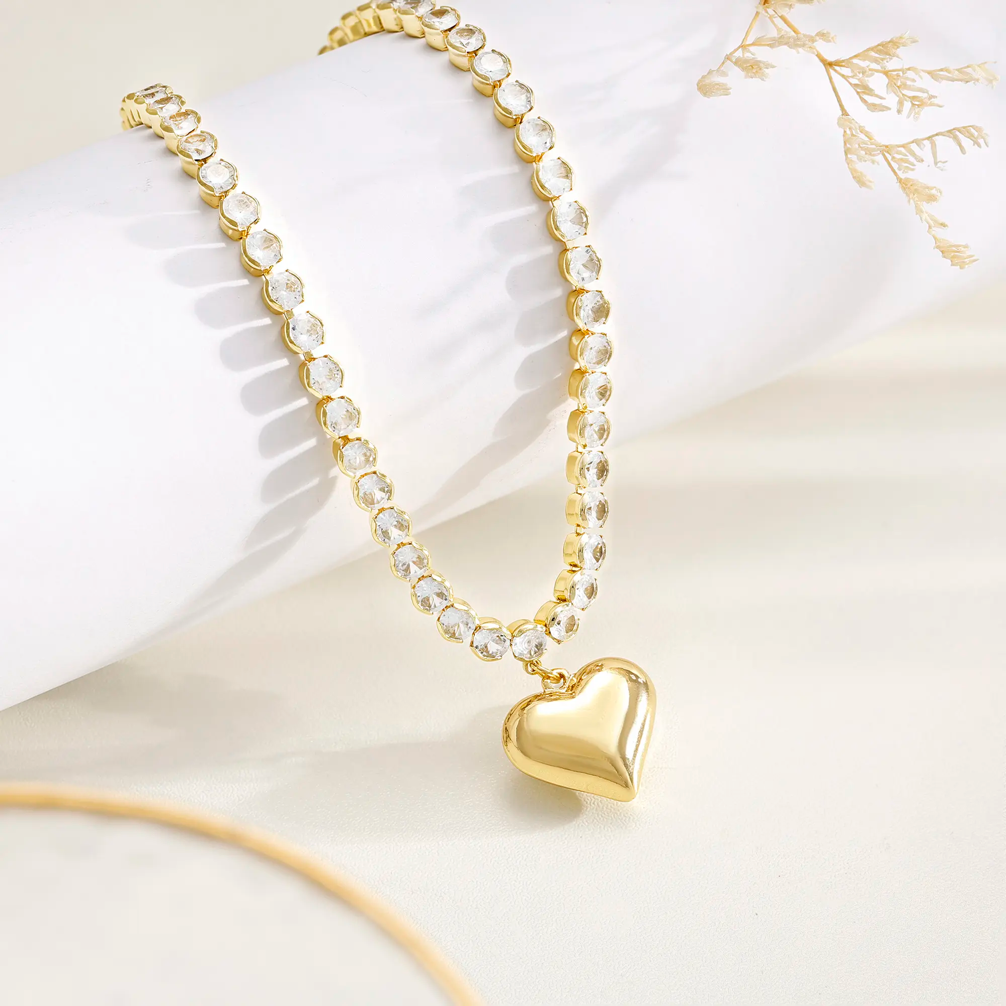 Chubby Heart Diamond Chain Necklace