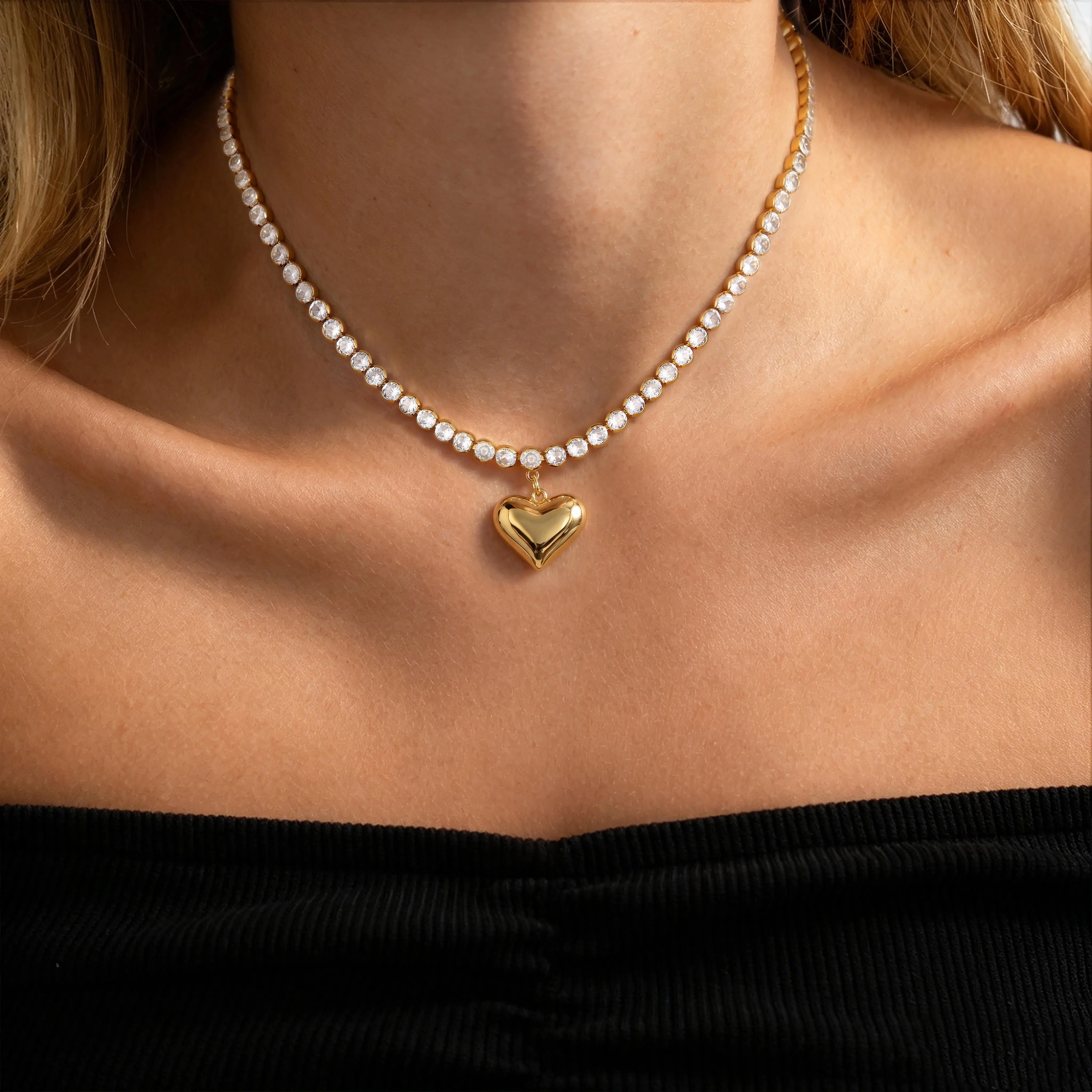 Chubby Heart Diamond Chain Necklace
