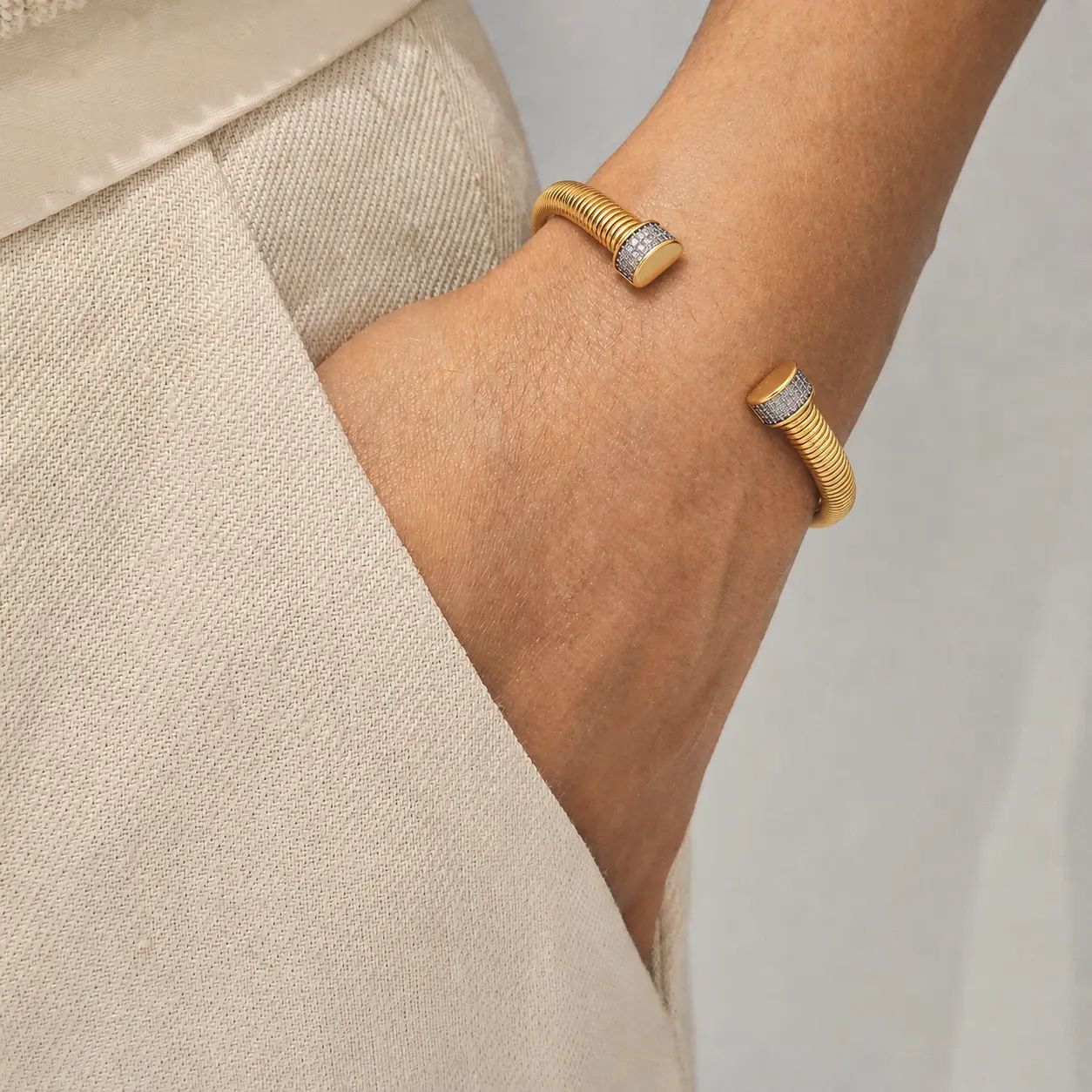 Diamond Crusted Open Bracelet