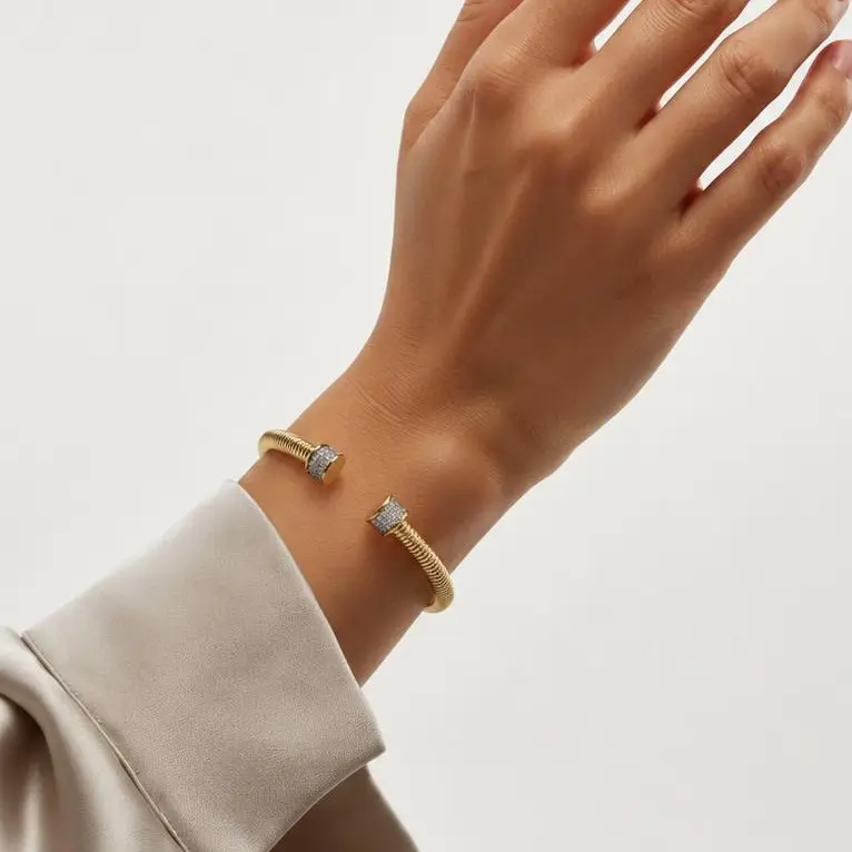 Diamond Crusted Open Bracelet