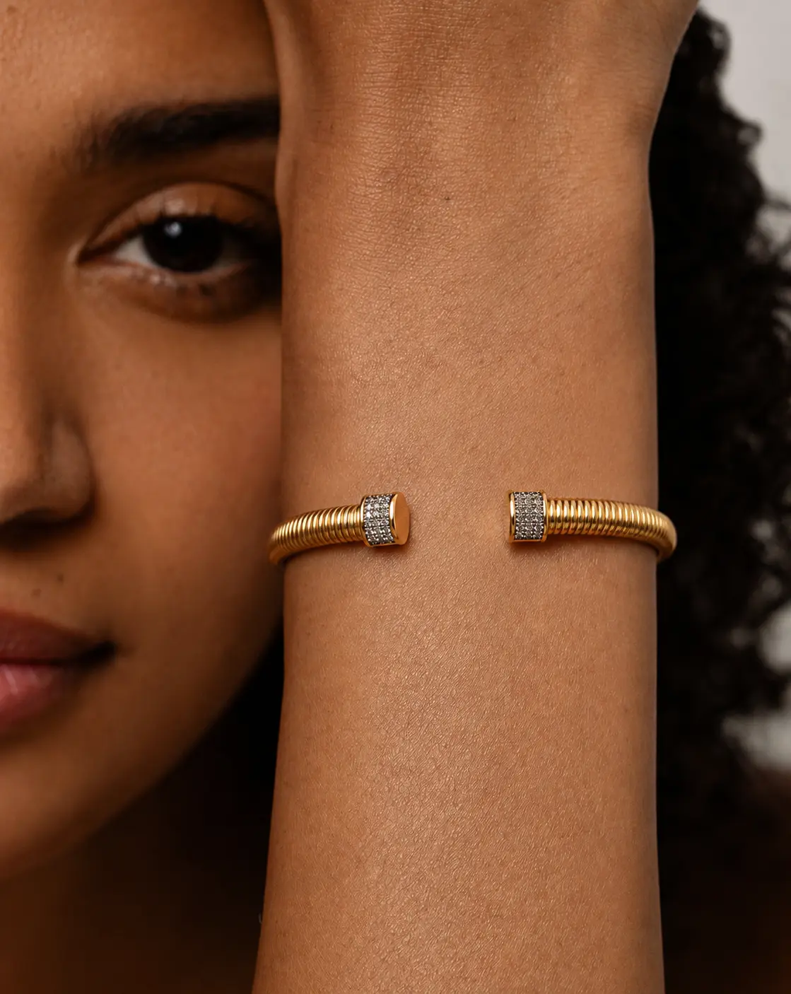 Diamond Crusted Open Bracelet