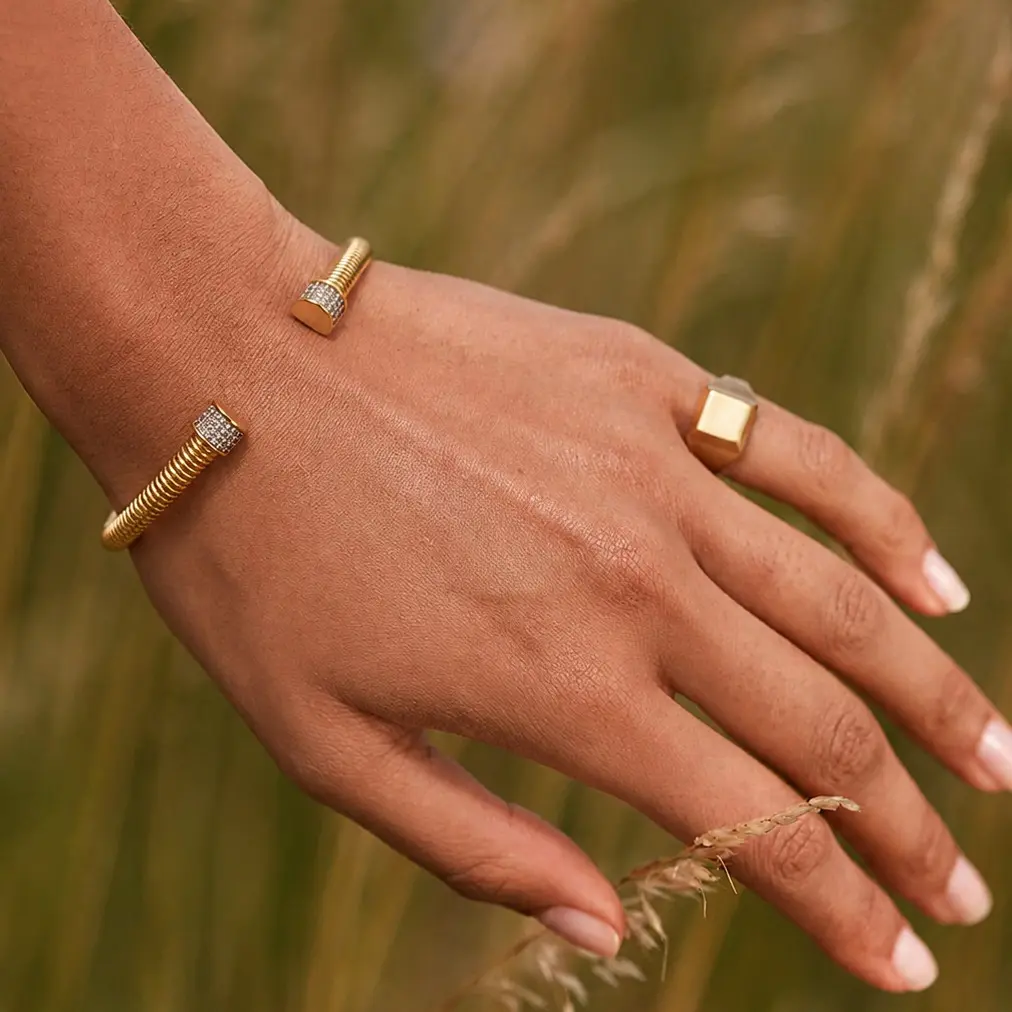 Diamond Crusted Open Bracelet