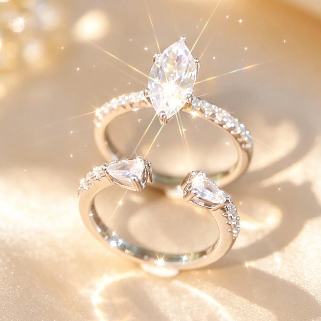 2pc Marquise Ring Set