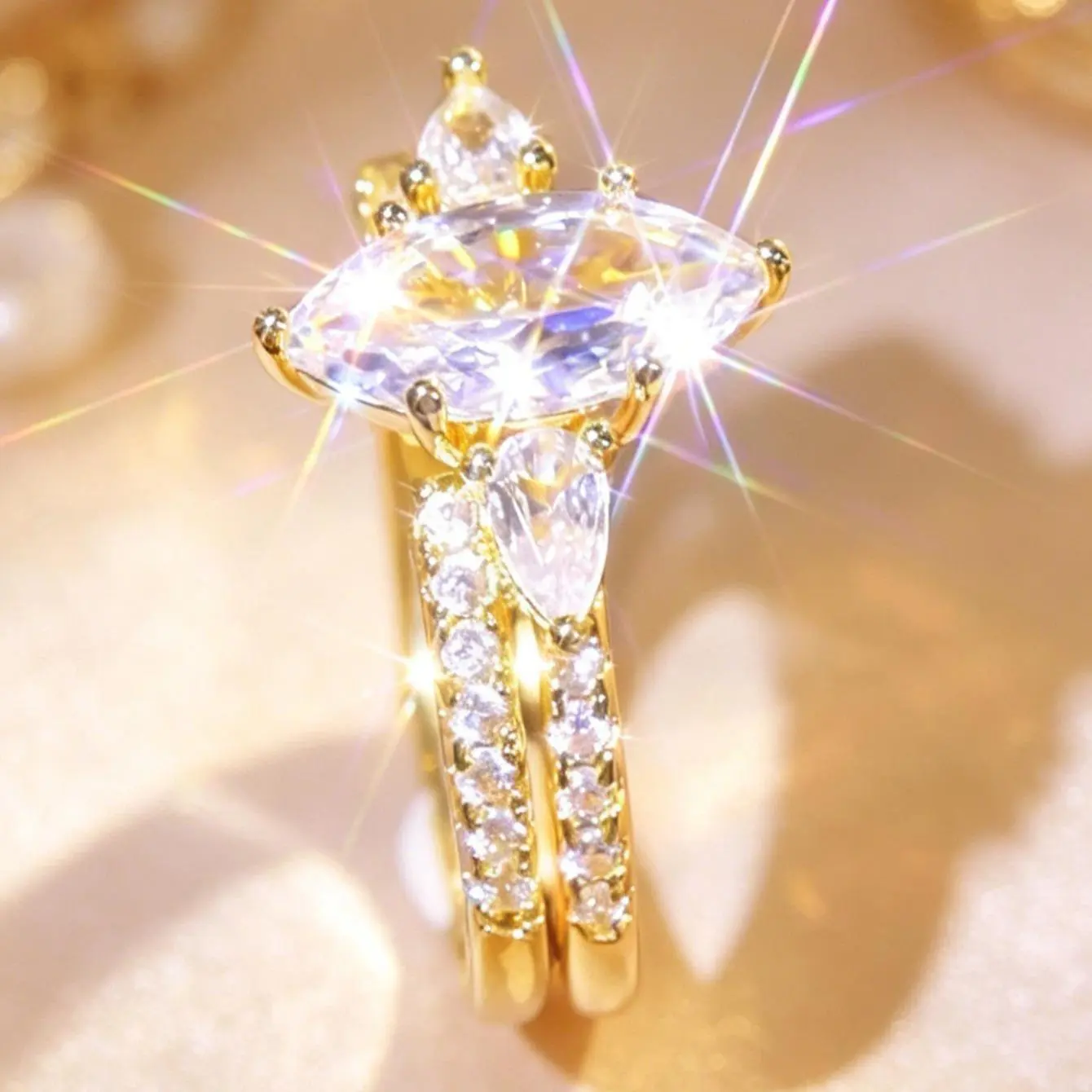 2pc Marquise Ring Set