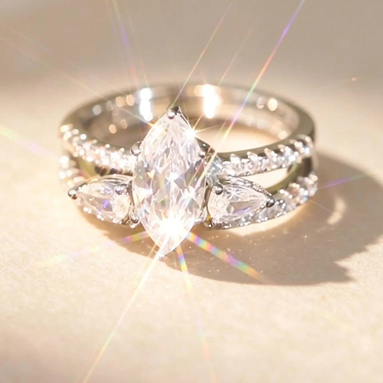 2pc Marquise Ring Set