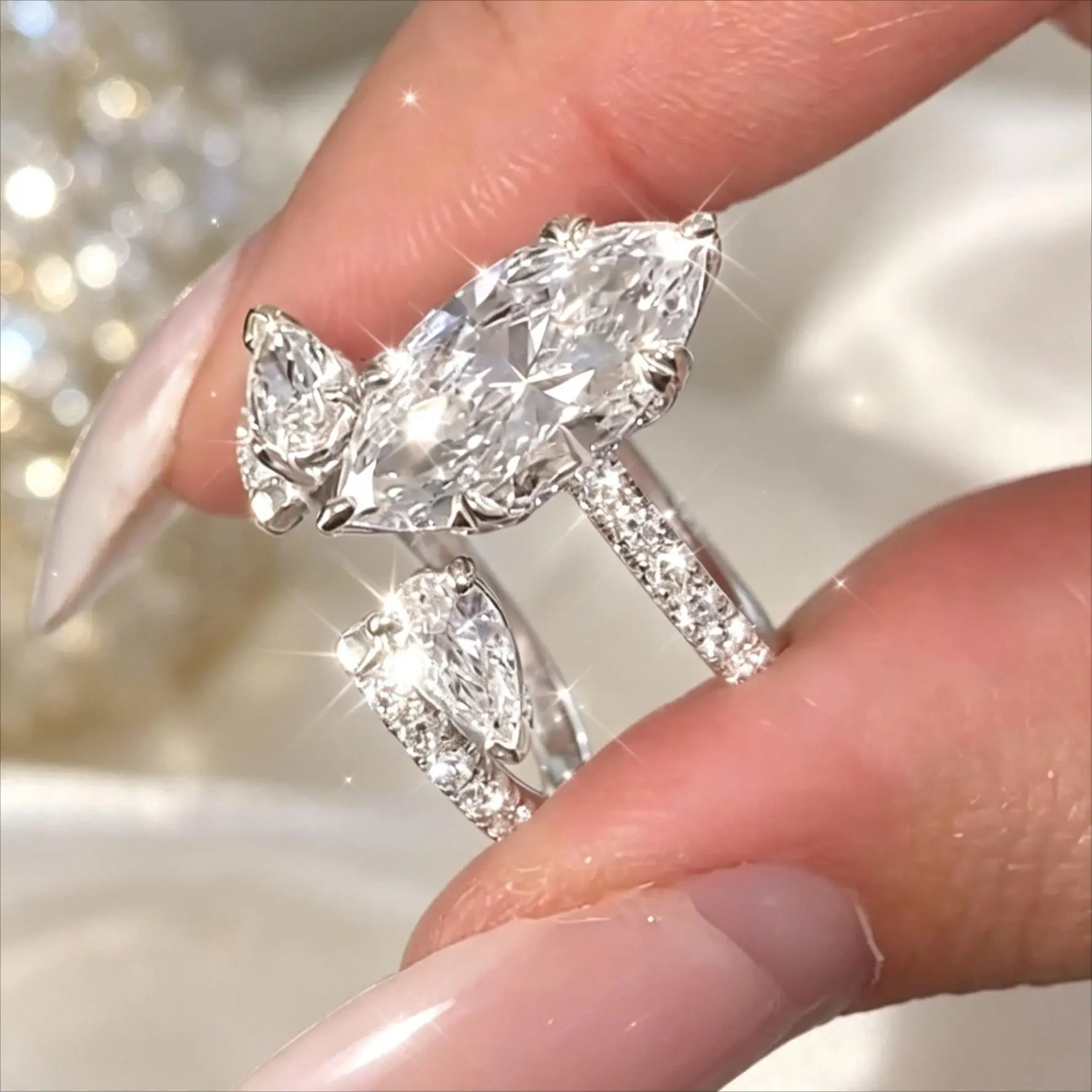 2pc Marquise Ring Set