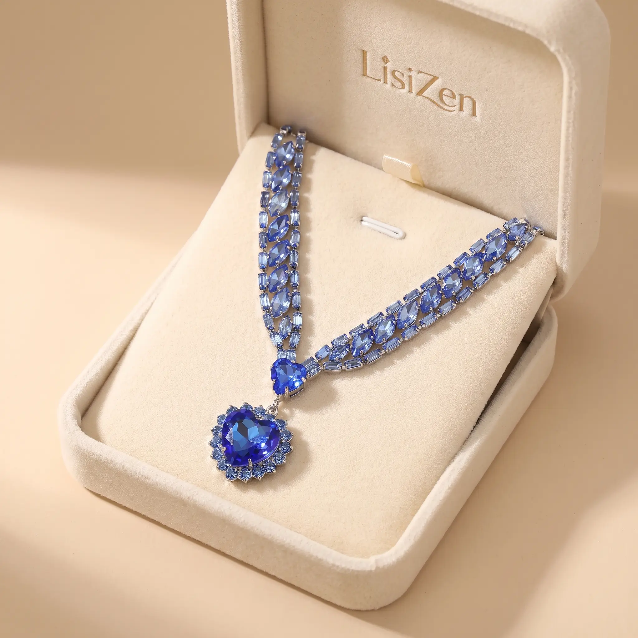 Dazzling Blue Heart Necklace