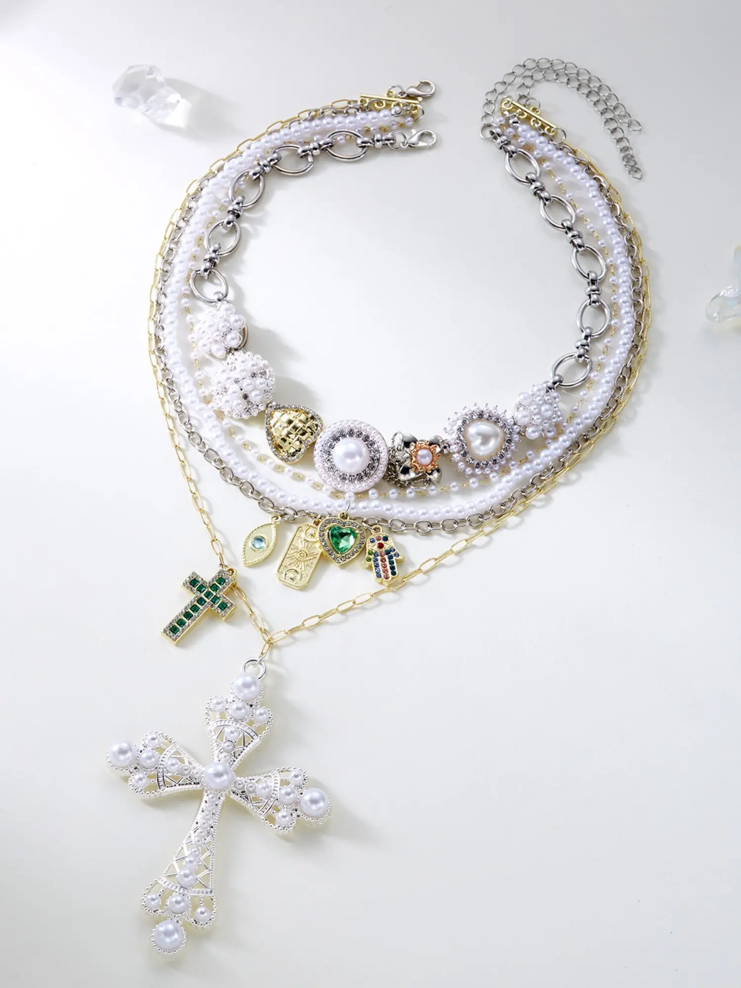 5pc Punk Pearl Necklace Set