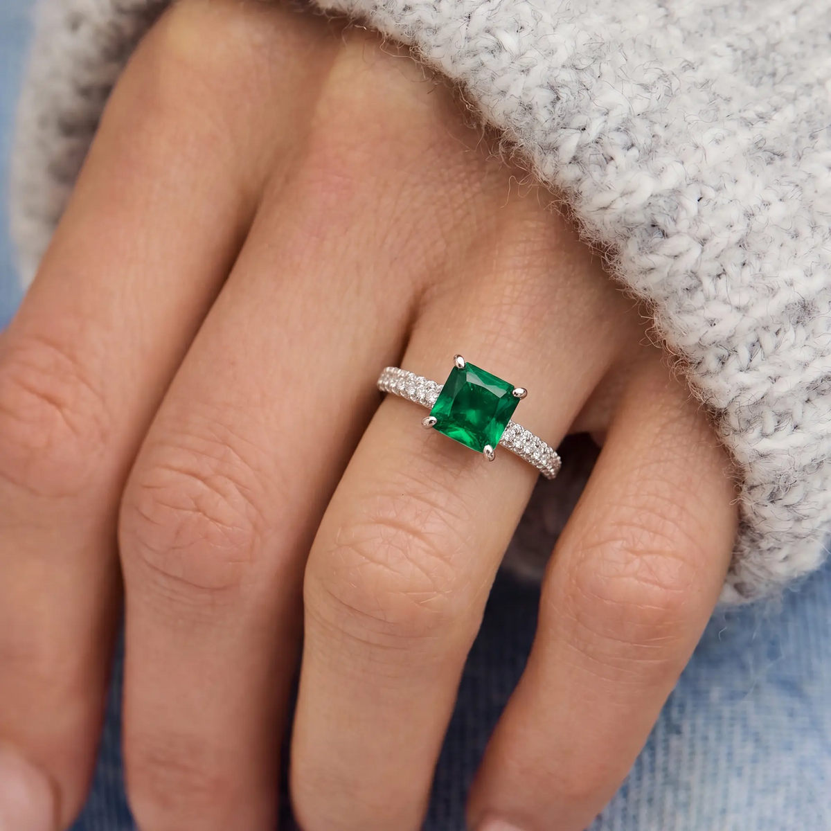 3pc Emerald Green Rings