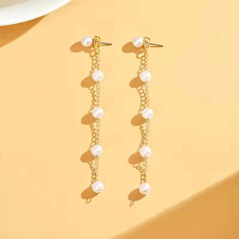 Long Tassel Pearl Earrings